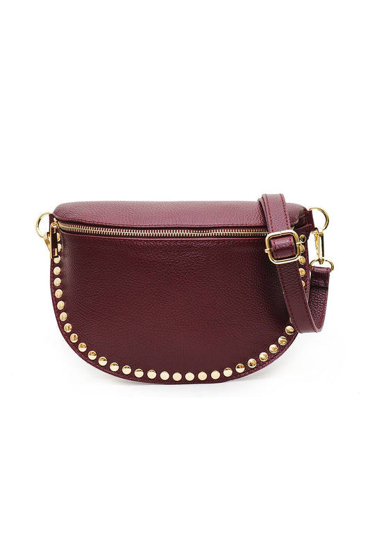 Harley Studded Leather Sling Bag | Burgundy
