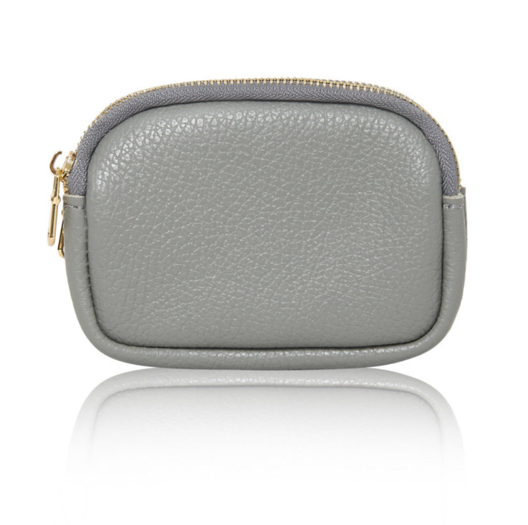 Leather Double Zip Purse | Grey