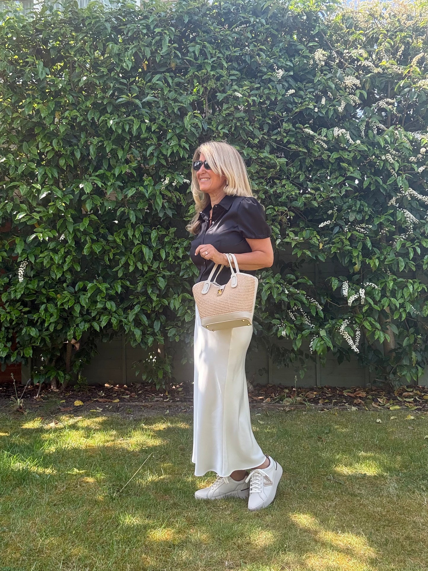 Ravello Raffia & Leather Tote | Cream
