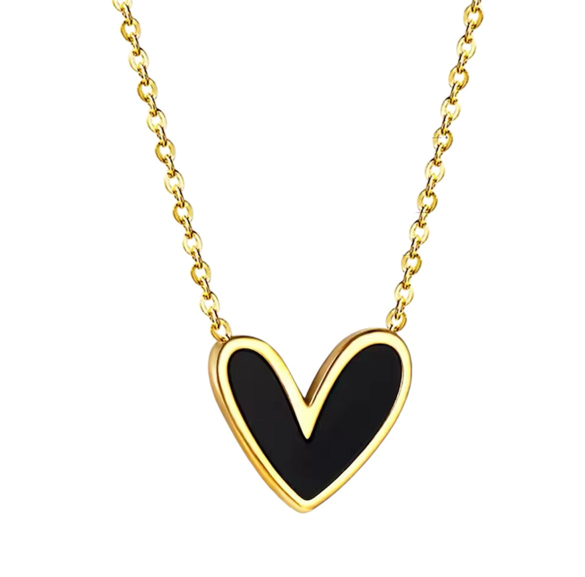 Sasha Enamel Heart Small Necklace | Black, Pearl or Red