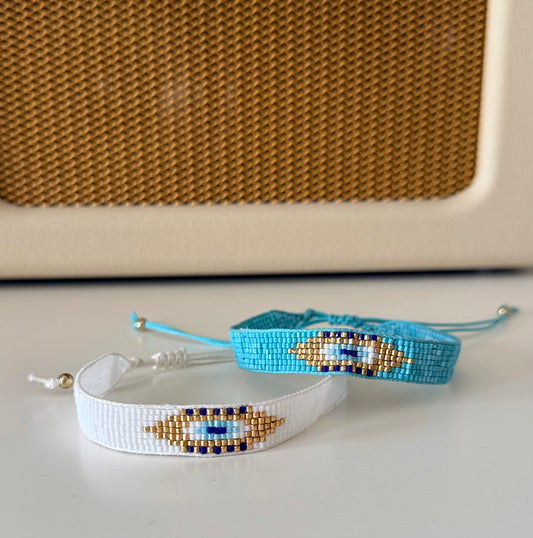 Miyuki Beaded Evil Eye Bracelet | Turquoise