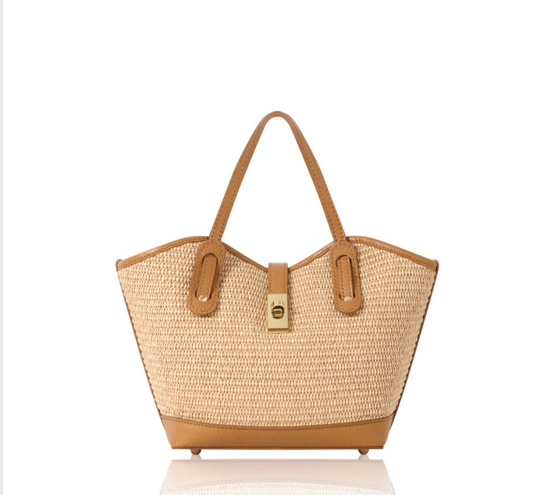 Ravello Raffia & Leather Tote | Tan