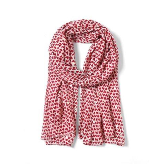 Sasha Heart Print Scarf | Berry