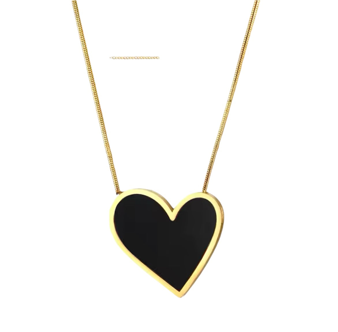 Sasha Enamel Heart Medium Necklace | Black or Mother of Pearl