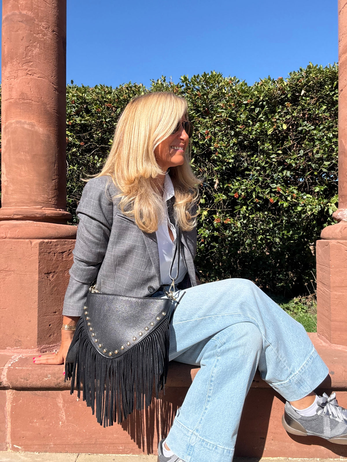The Valentina Studded Fringe Bag | Black