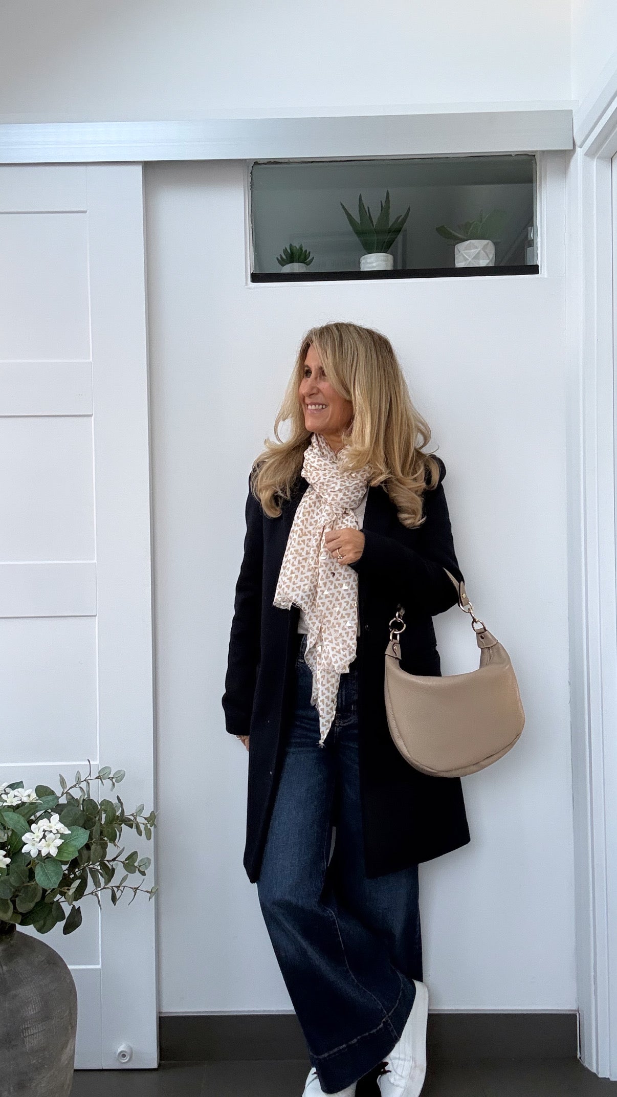 Sasha Heart Print Scarf | Cream