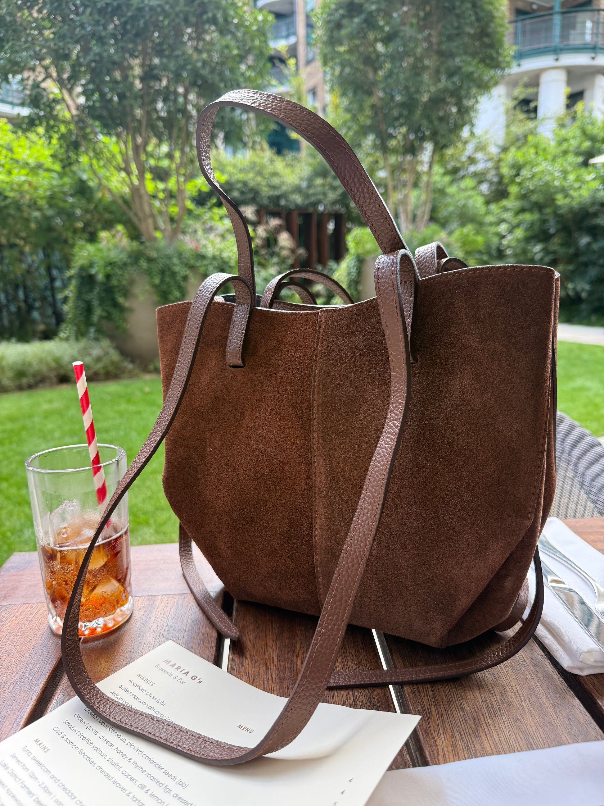 Genova Suede Tote Bag Black - Main Image