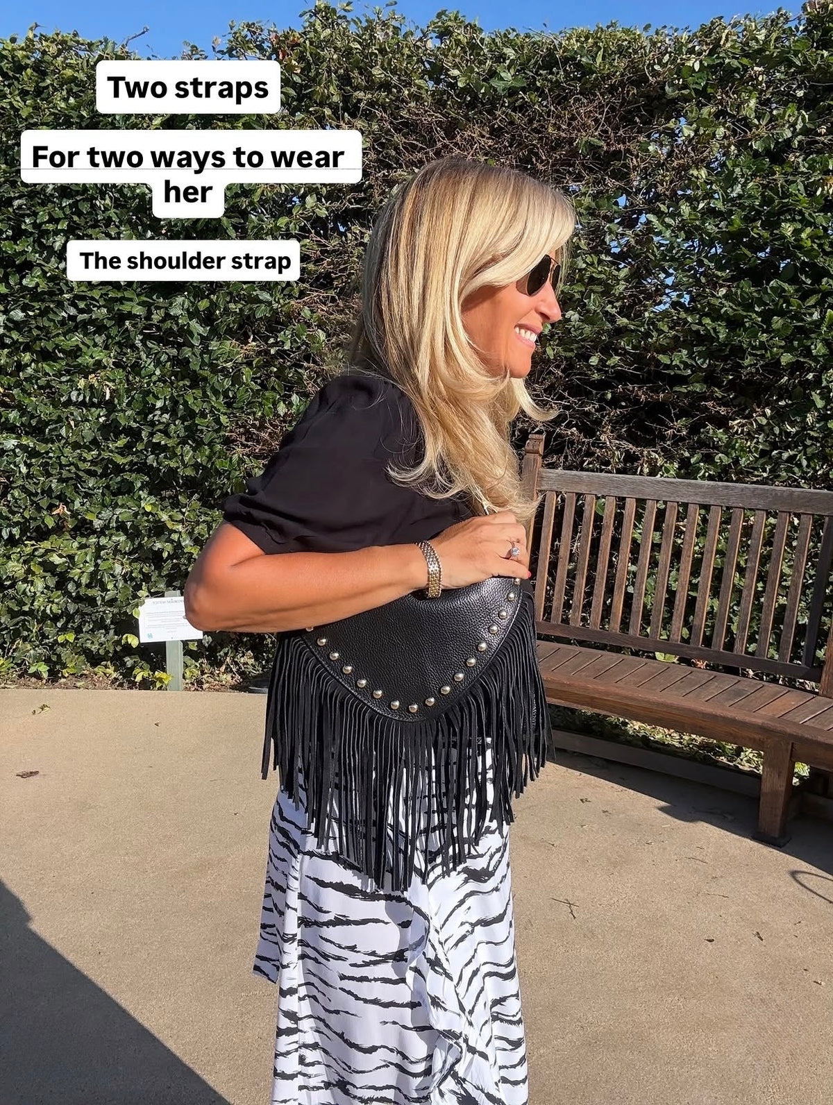 The Valentina Studded Fringe Bag | Black