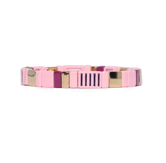 Tile Bracelet | Pink & Gold
