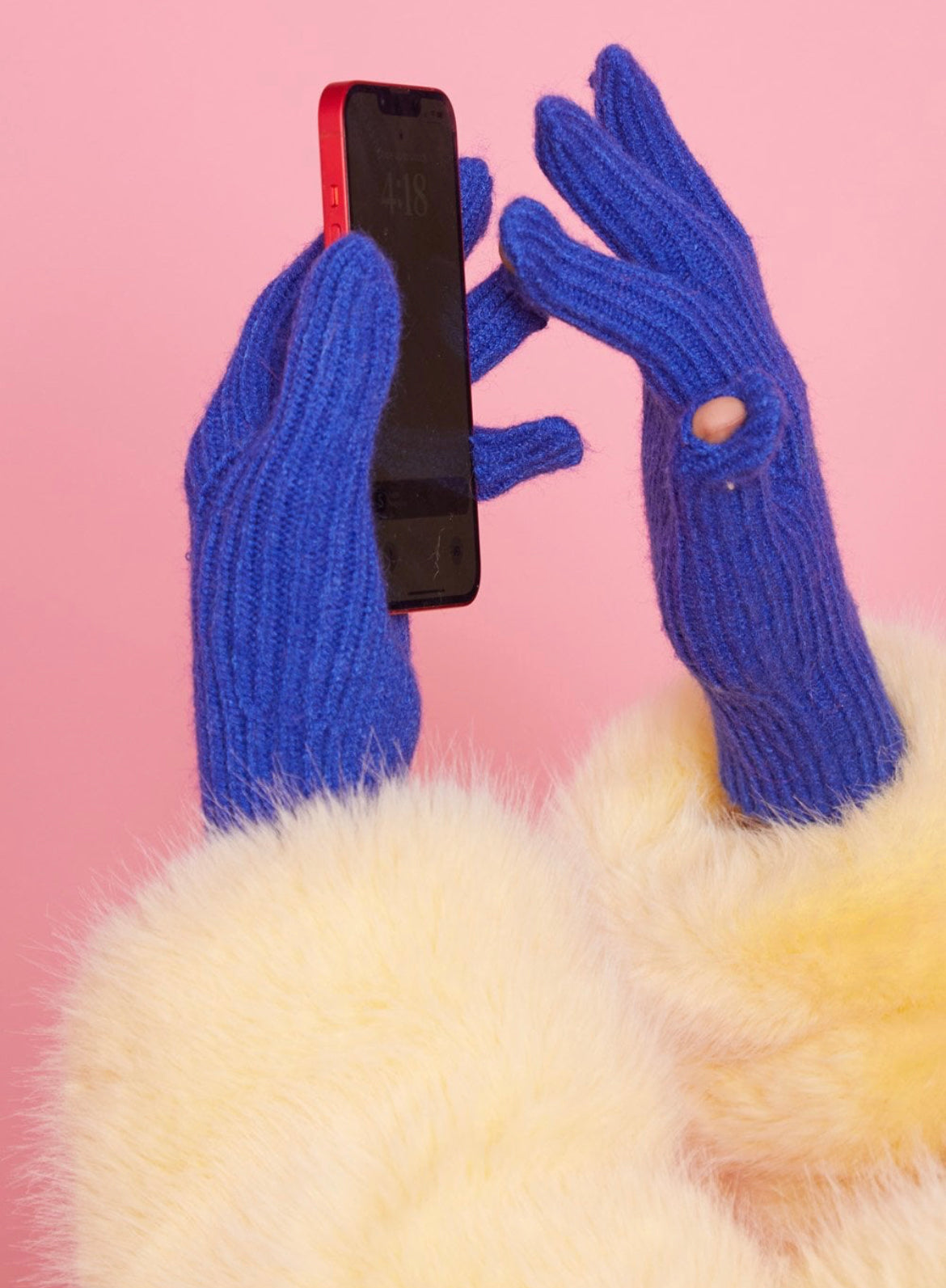 Cashmere Blend Knitted Gloves | Bluei