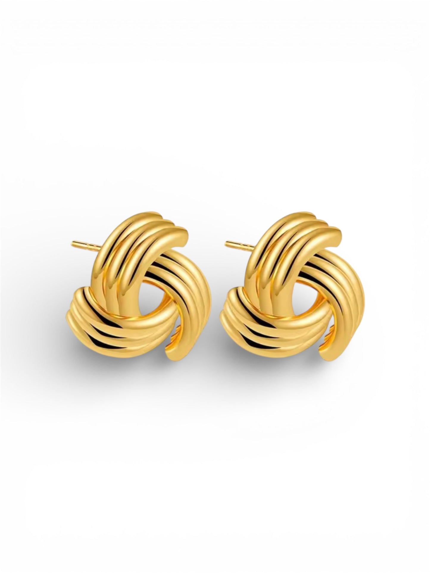 Ribbed Twisted Knot Stud Earrings | Gold