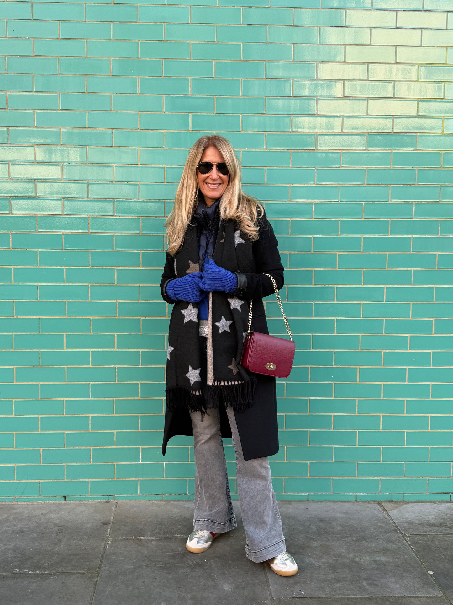 Reversible Star Cashmere Blend Scarf | Black, Grey & Taupe