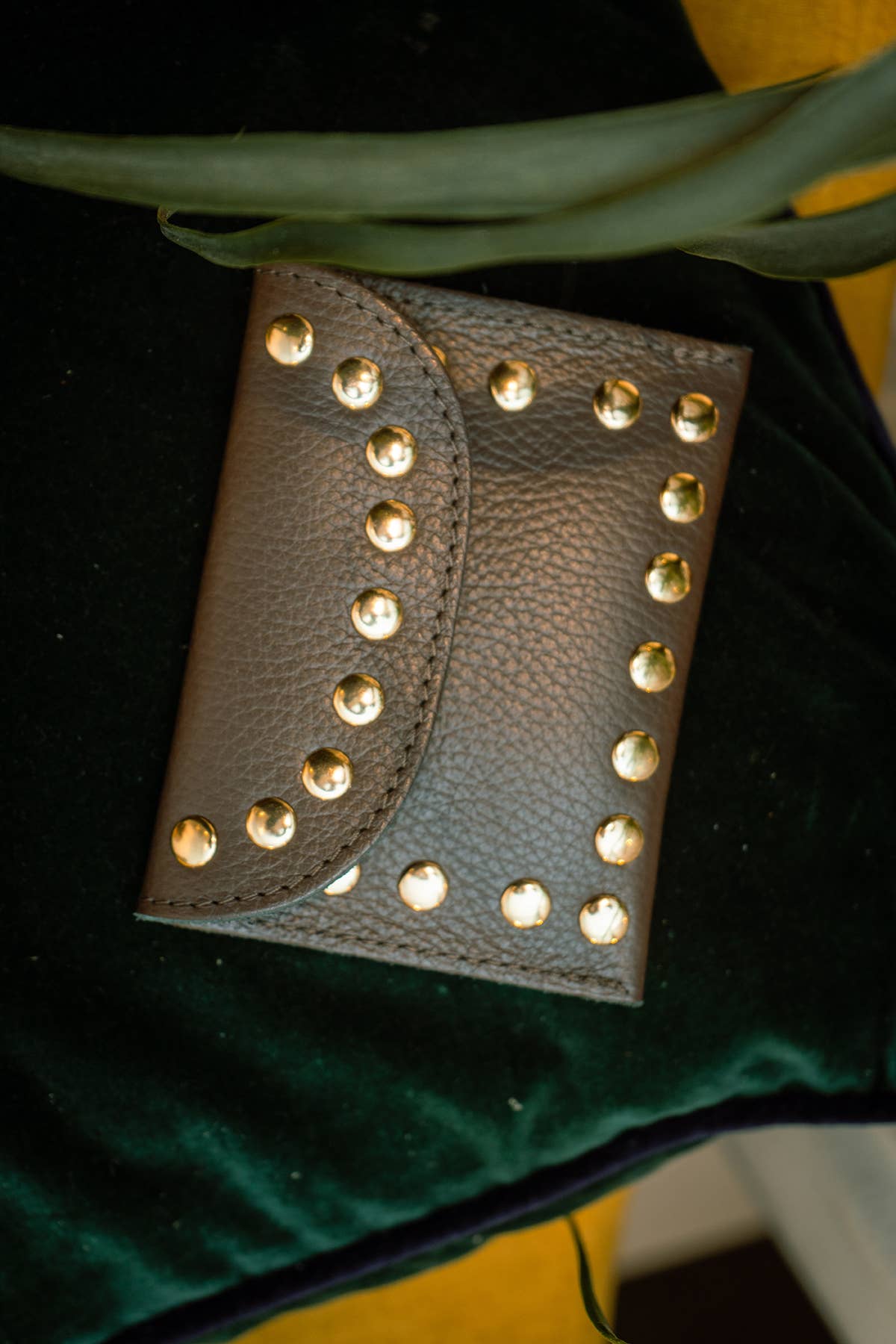 Studded Leather Purse | Chocolate