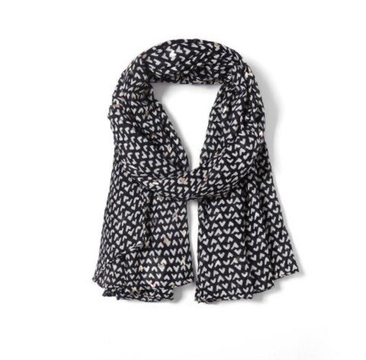 Sasha Heart Print Scarf | Black