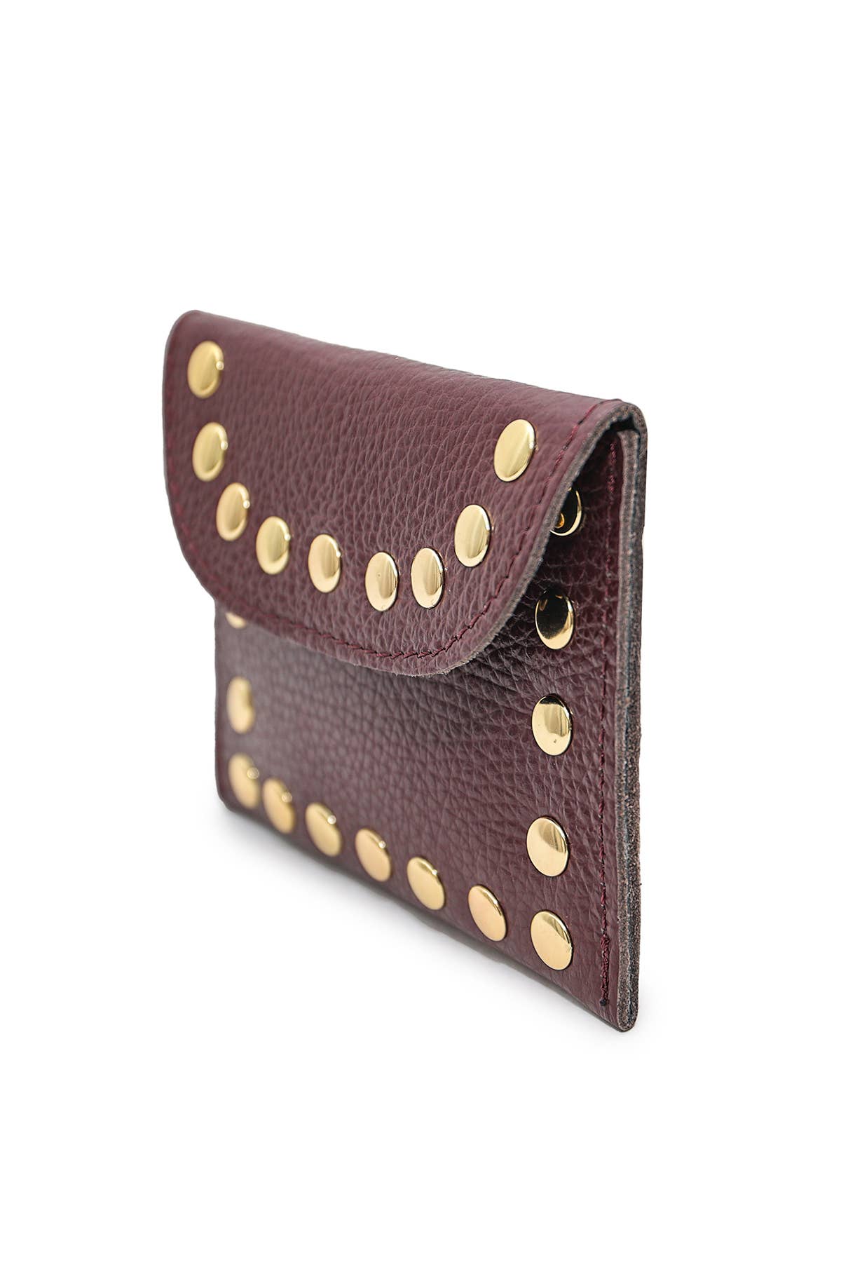 Studded Leather Purse | Burgundy