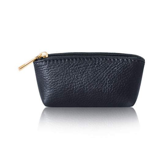 Leather Curved Mini Pouch | Navy