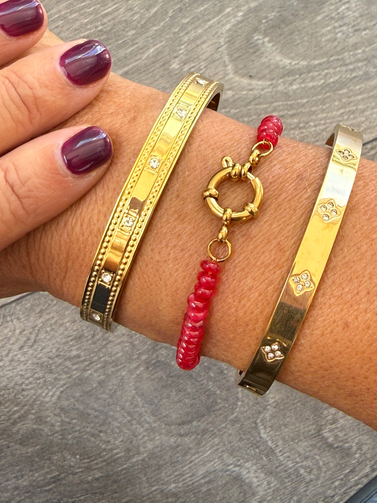 Retro Stone Beaded Bracelet | Red