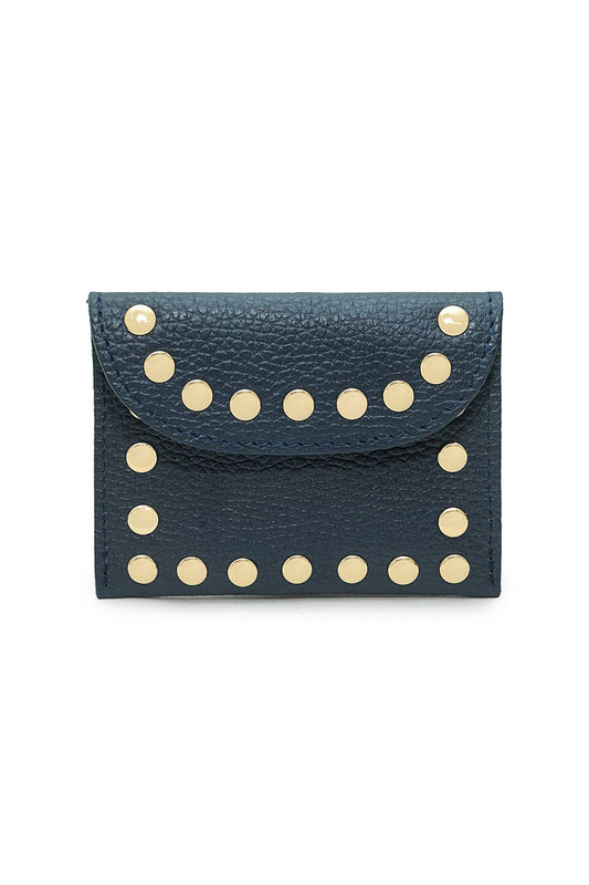 Studded Leather Purse | Navy