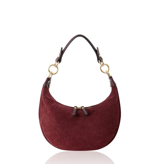 Sienna Suede Crescent Hobo Bag | Burgundy