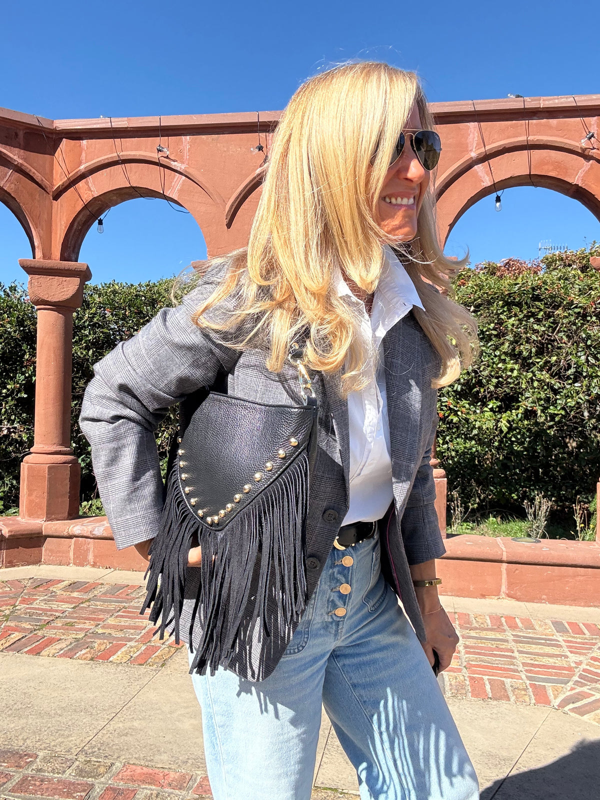The Valentina Studded Fringe Bag | Black