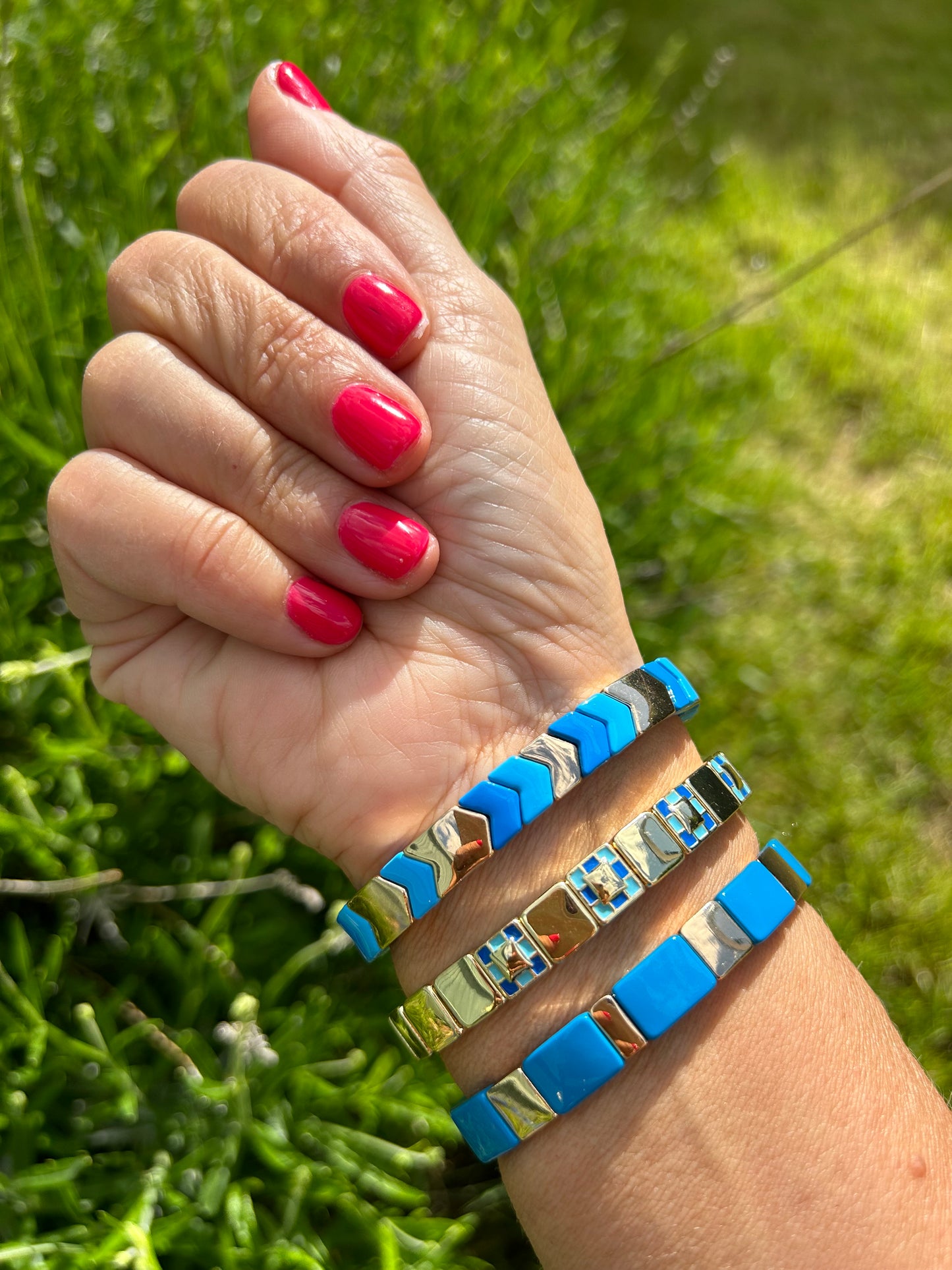 Aztec Tile Bracelet | Turquoise & Gold