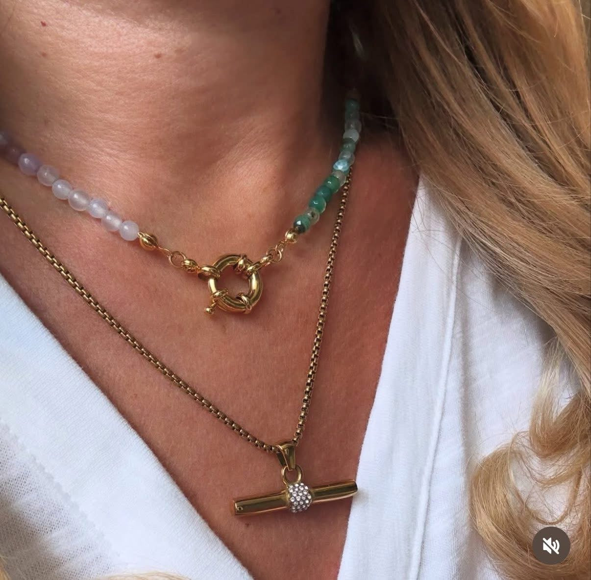 Crystal T-Bar Necklace