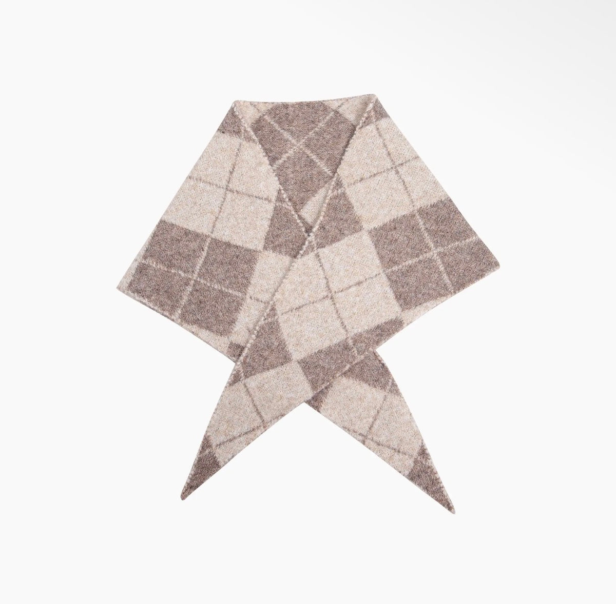 Argyl Cream + Beige Check Triangle Scarf