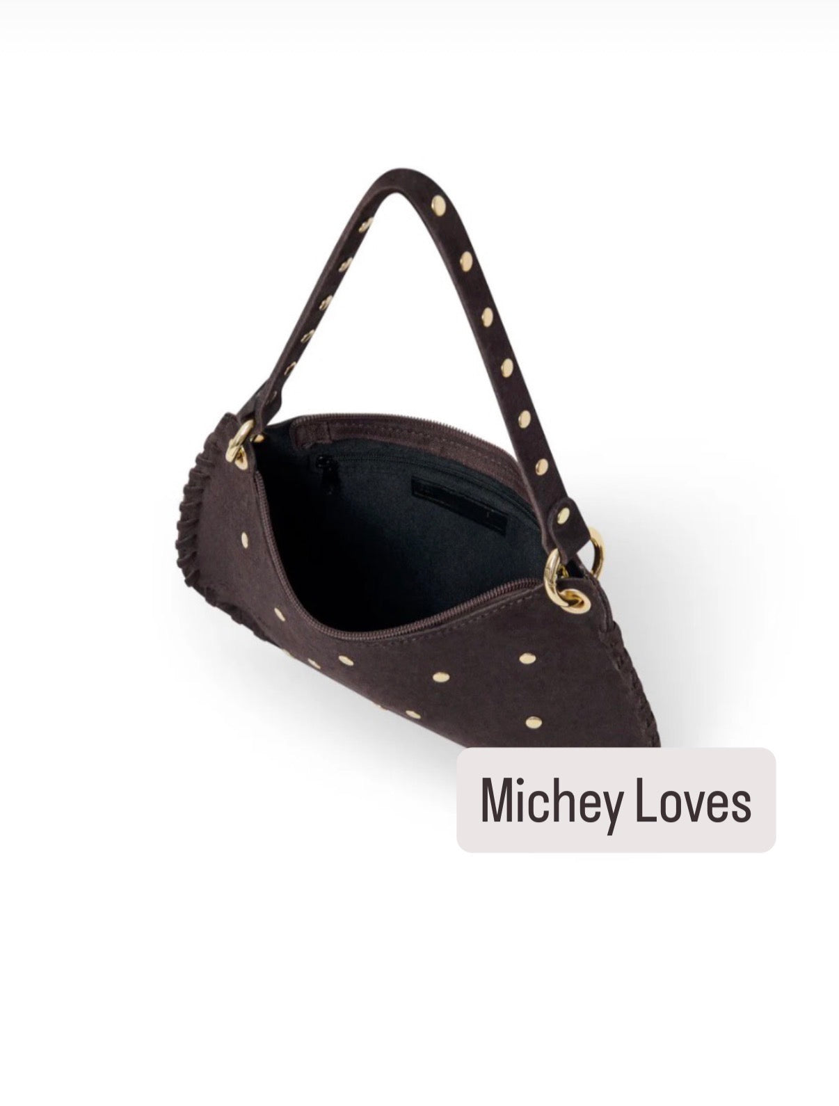Studded Suede Bag | Chocolate Brown