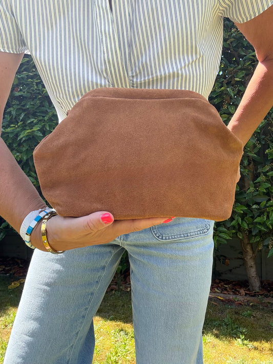 The Suede Shell Chain Bag | Tan
