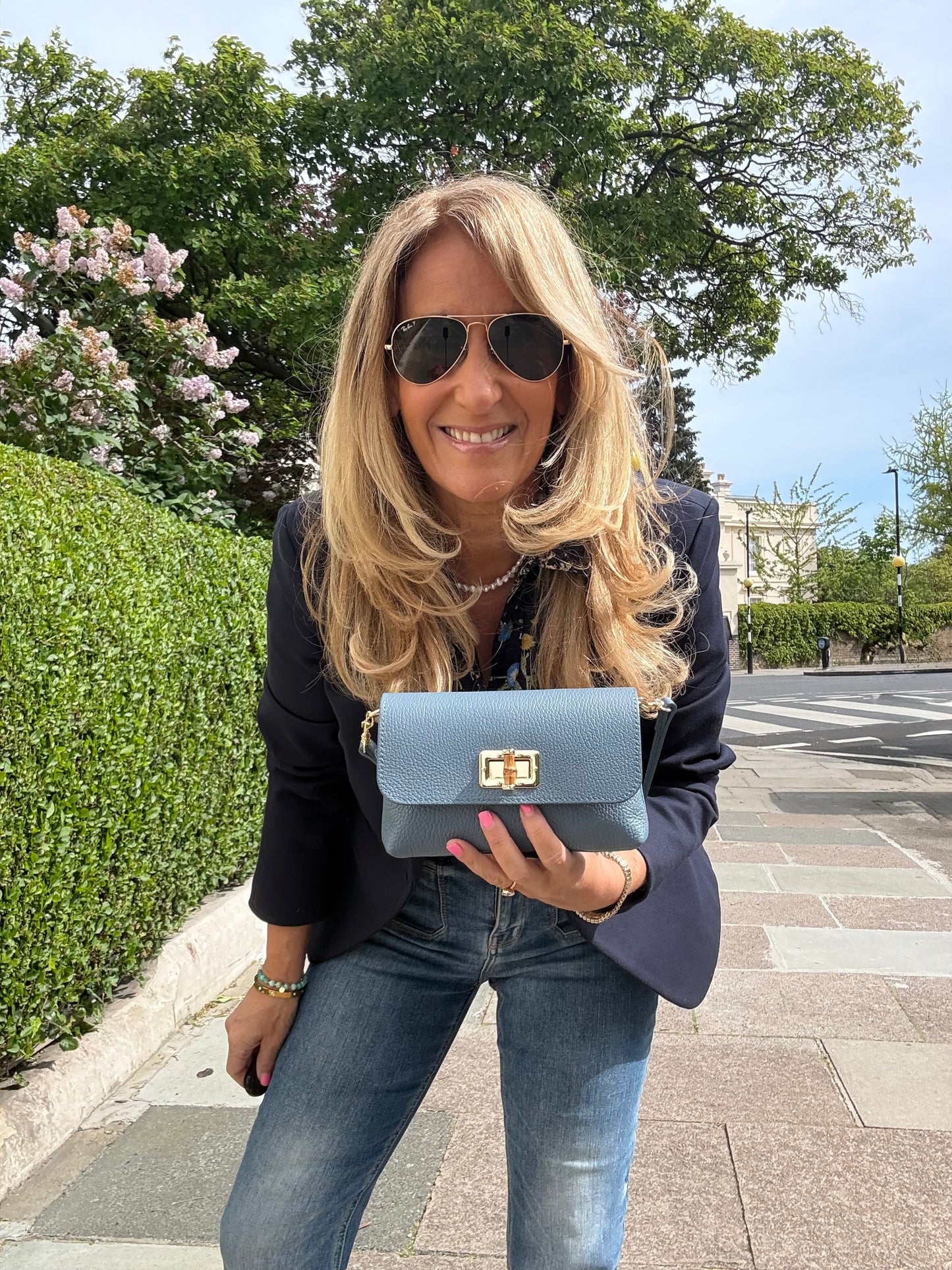 Emilia 3-in-1 Leather Bag | Denim Blue