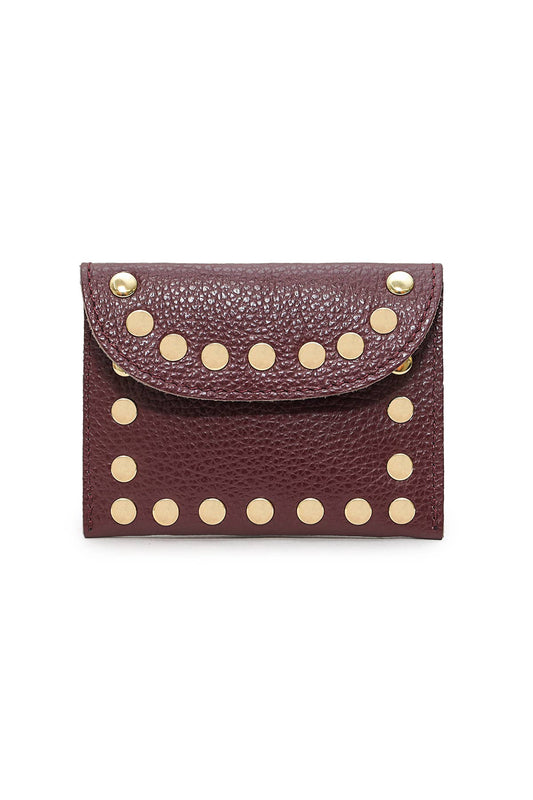Studded Leather Purse | Burgundy