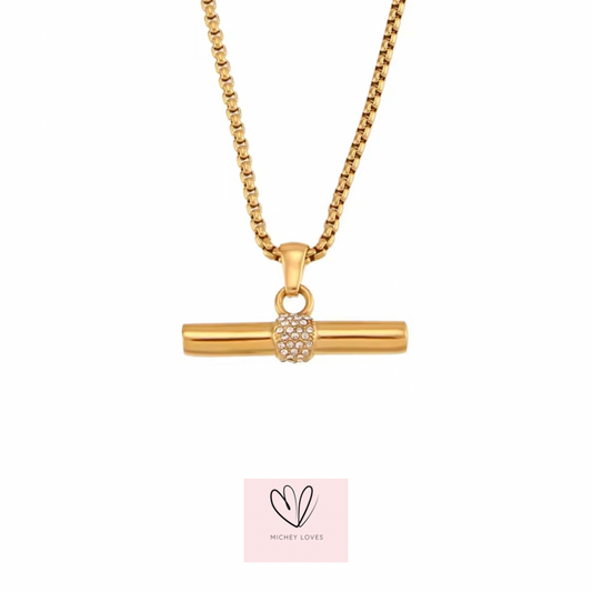 T-Bar Necklace | Gold & Clear