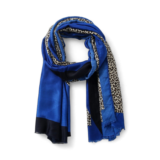 Leopard Colour Block Scarf | Blue