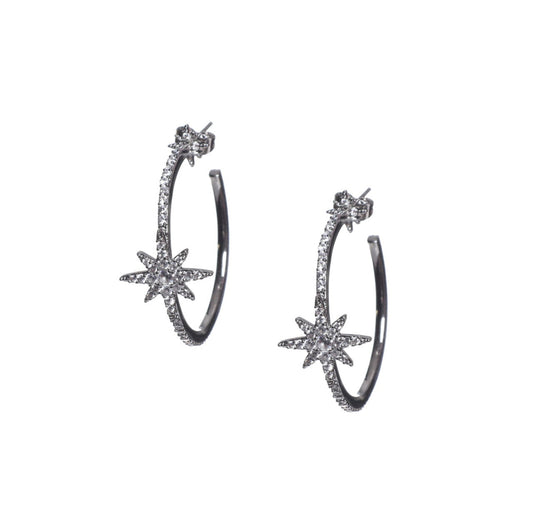 Starry Night Hoop Earrings | Silver