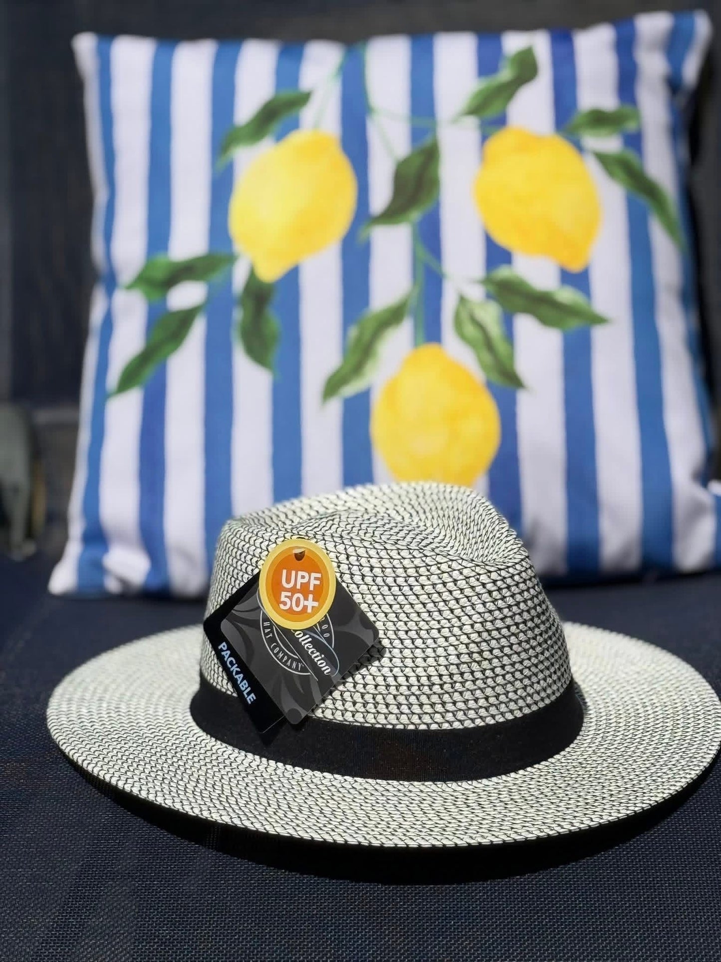 Solero Sun Hat (UPF50+ & Packable) | Black & Ivory