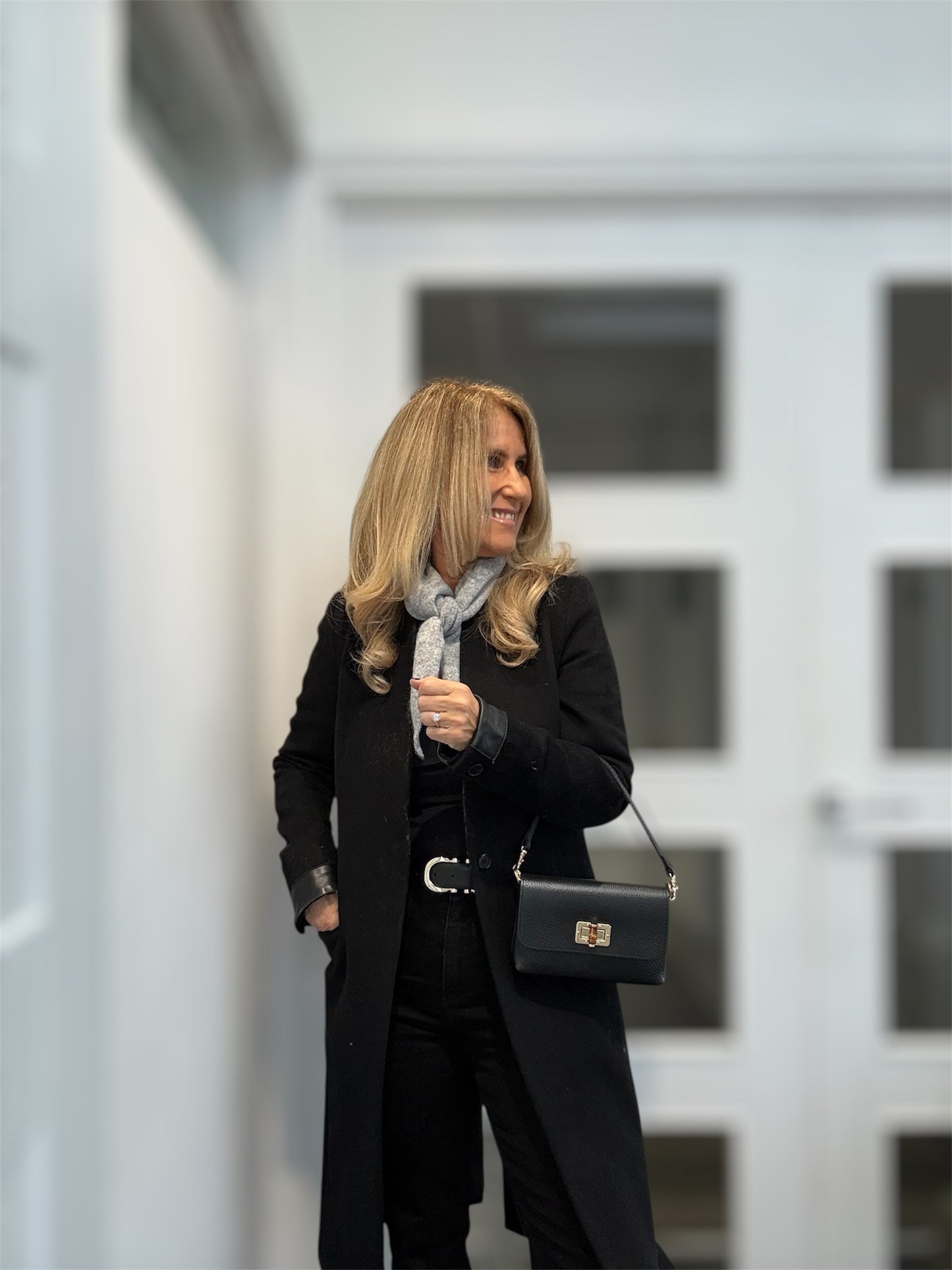 Triangle Wool Blend Neck Scarf | Grey