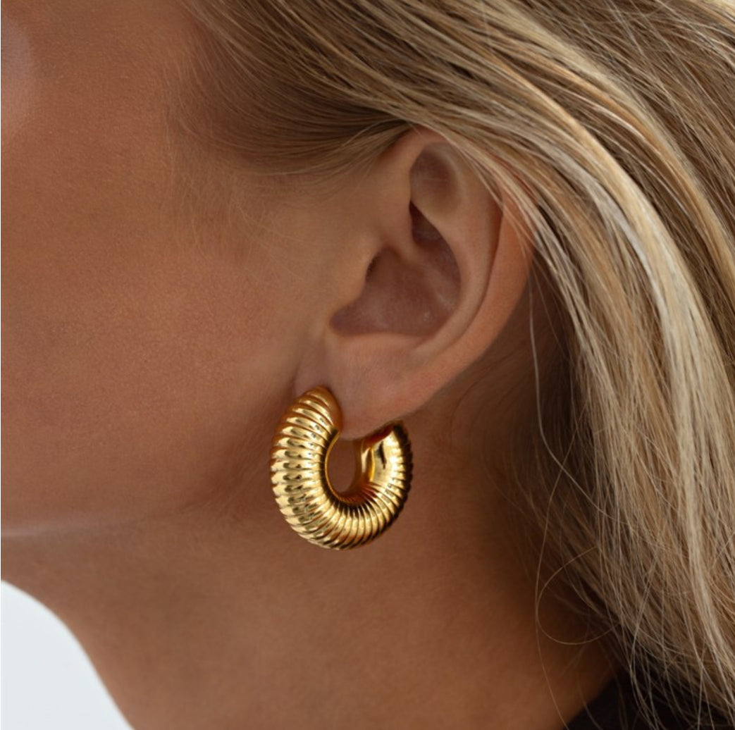 Nala Chunky Ribbed Hoop Earrings