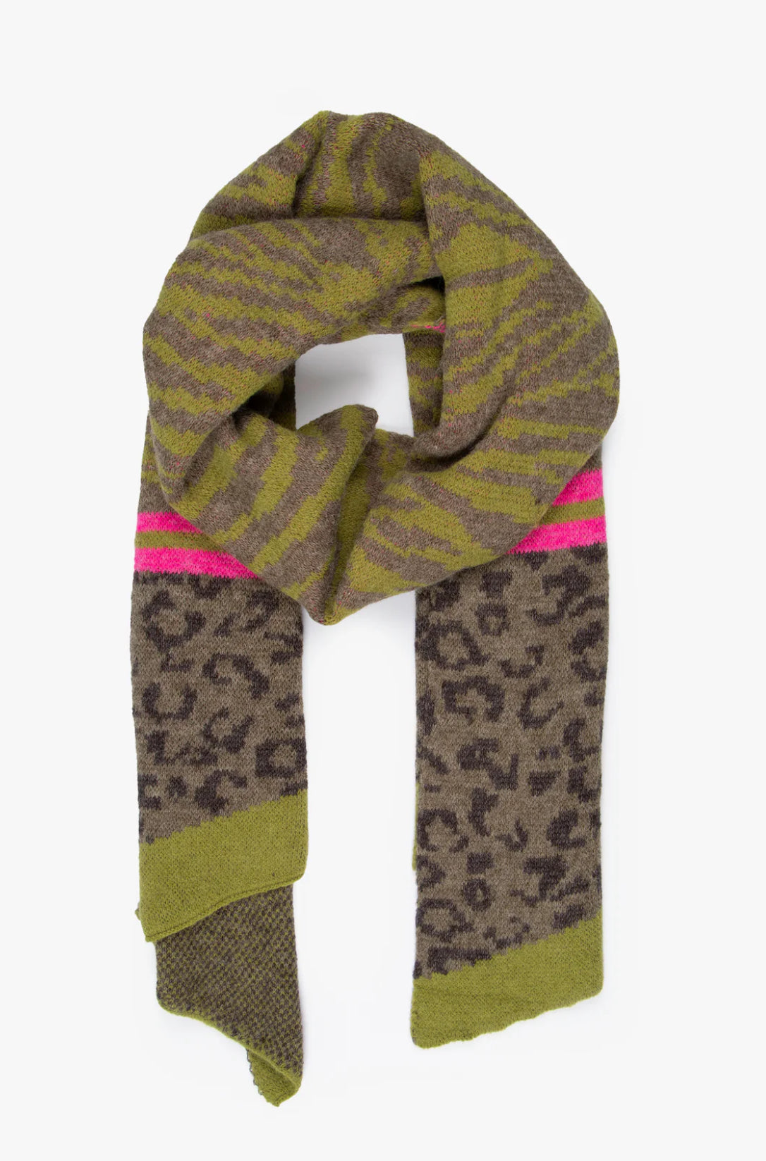 Maria Winter Scarf | Khaki & Pink