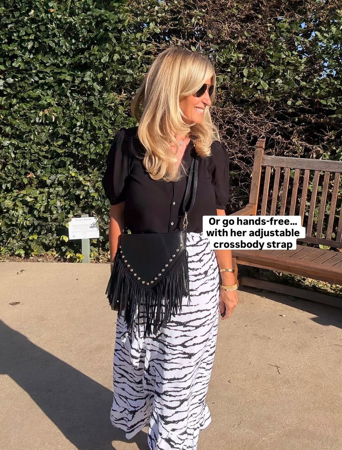The Valentina Studded Fringe Bag | Black