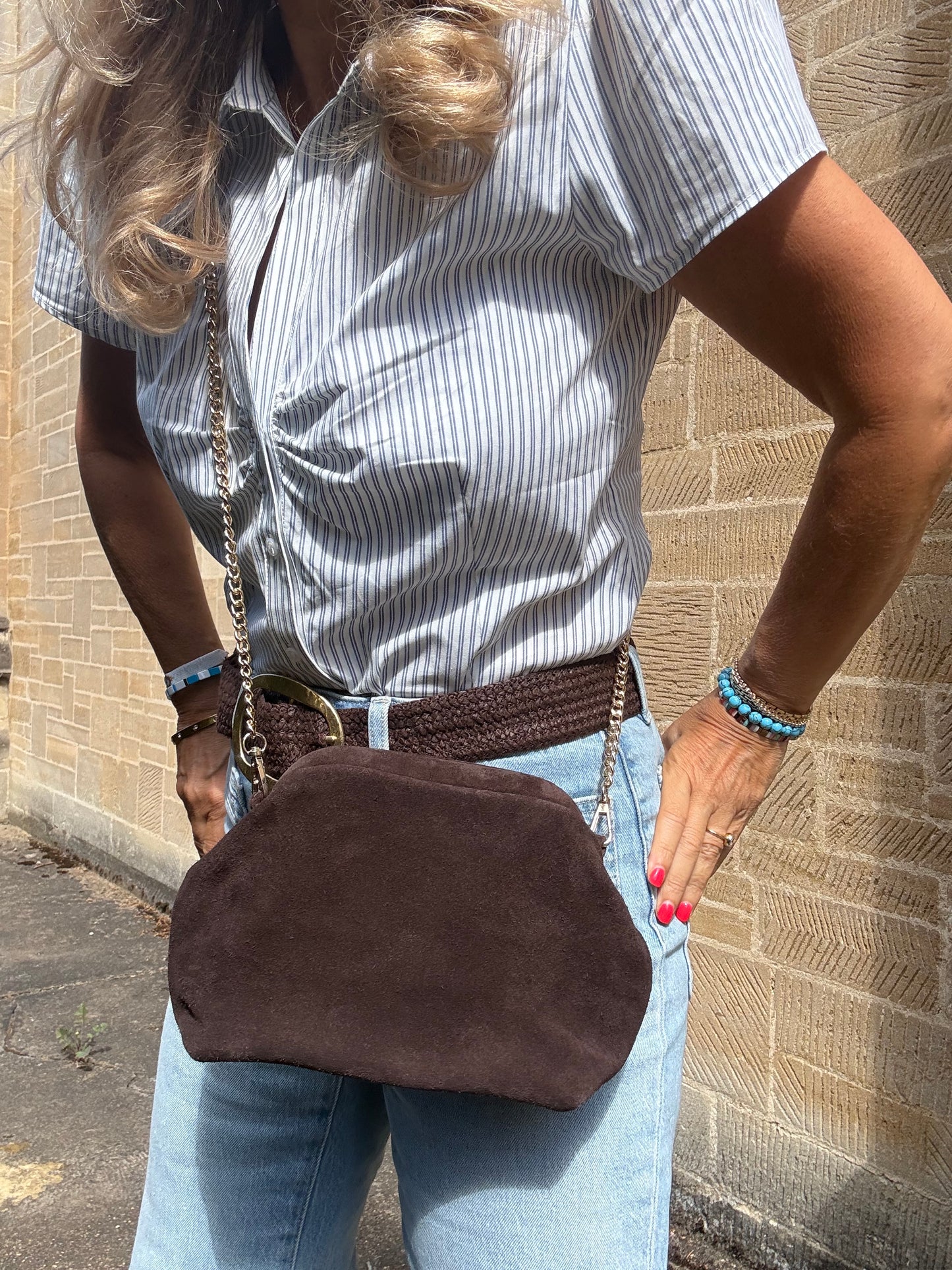 The Suede Shell Chain Bag | Tan