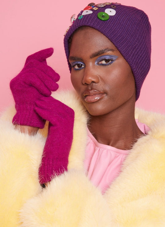 Cashmere Blend Knitted Gloves | Pink