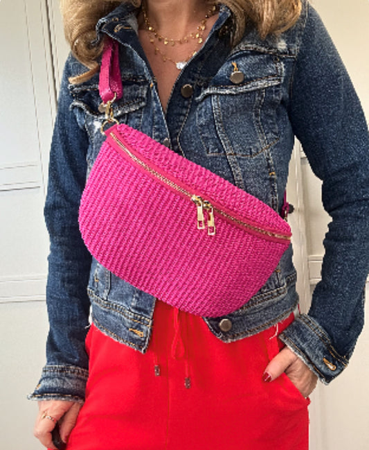 Harley Raffia Crossbody Sling Bag | Pink