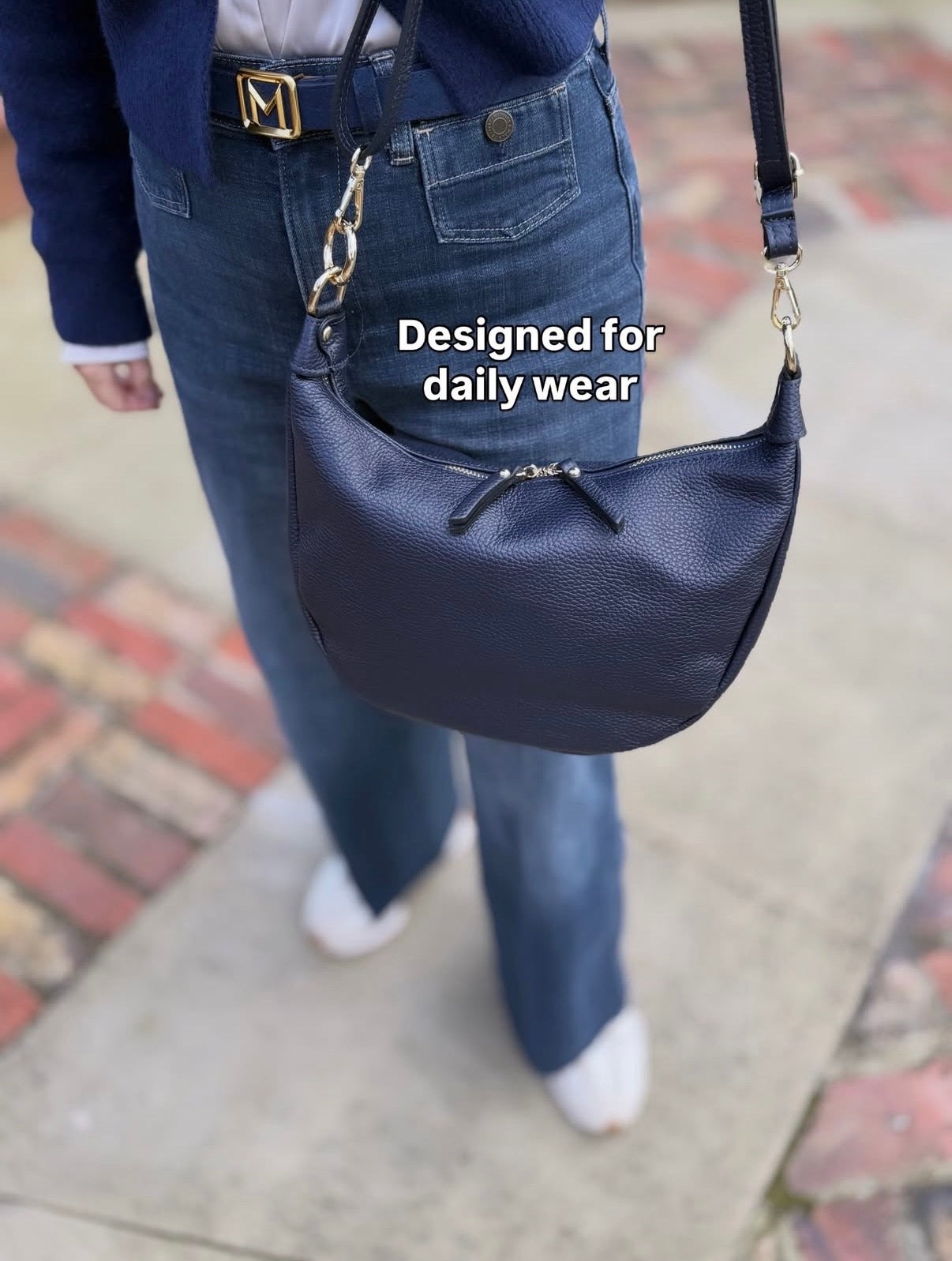 Valencia Crescent Hobo Bag | Navy