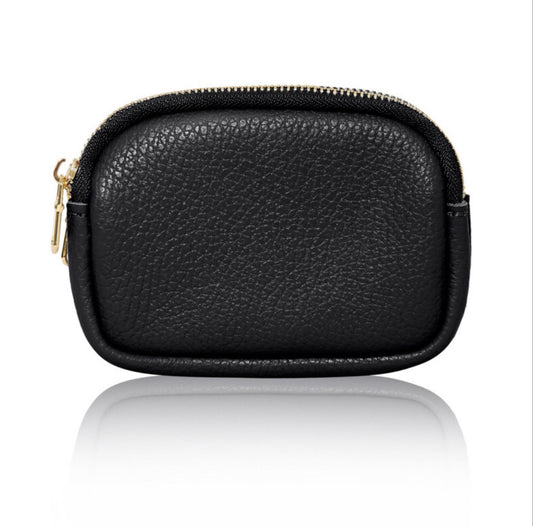 Leather Double Zip Purse | Black