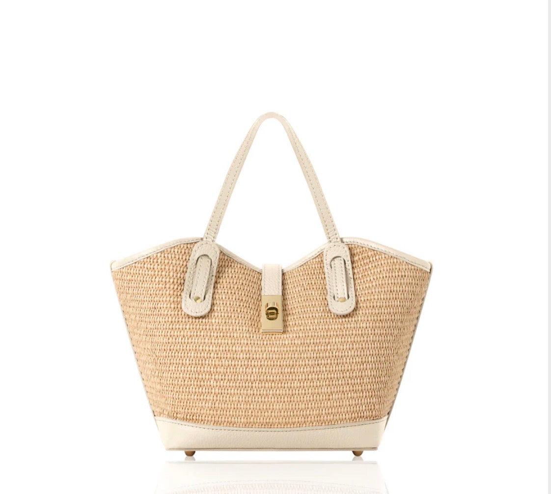 Ravello Raffia & Leather Tote | Tan