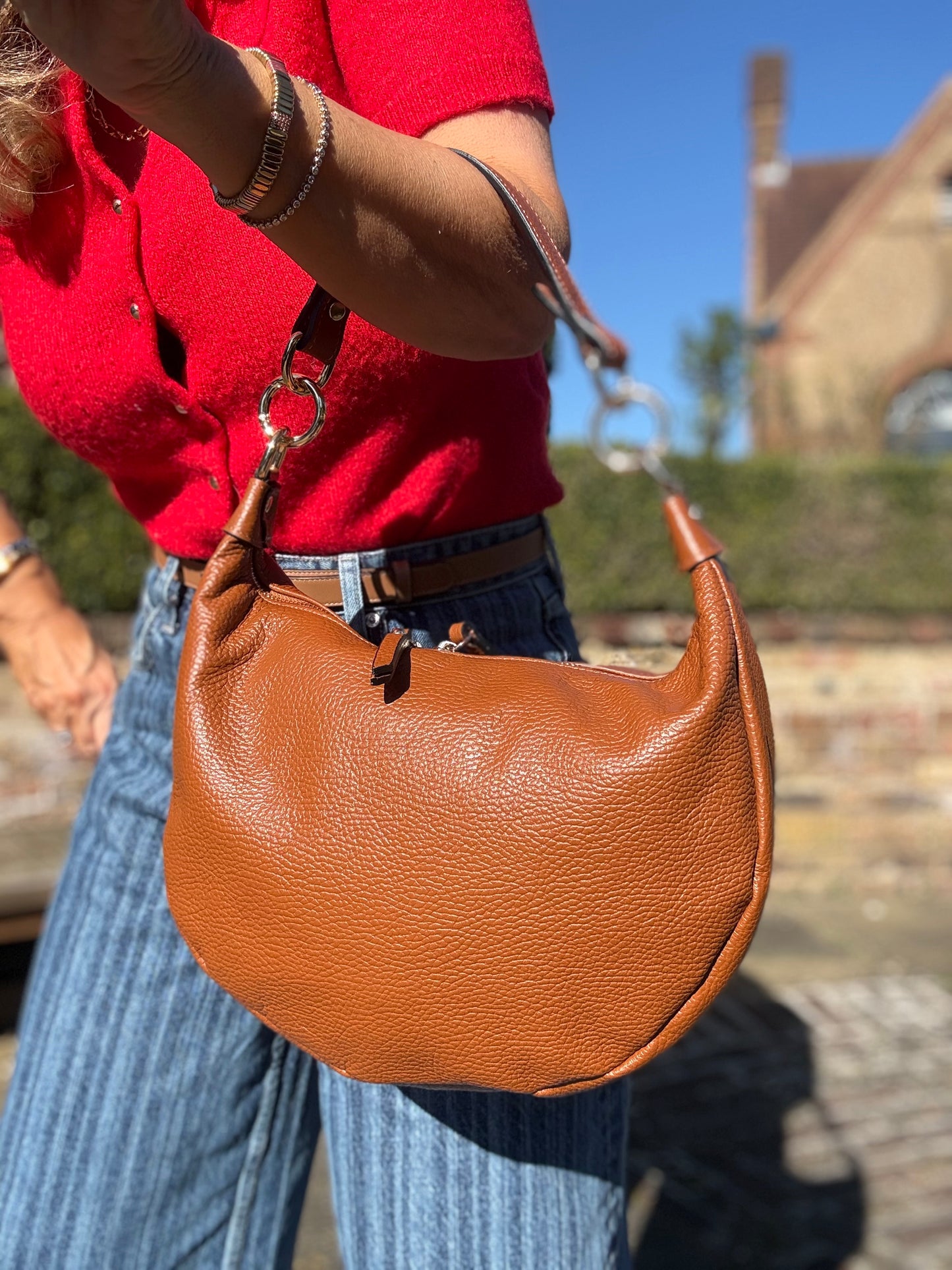 Valencia Crescent Hobo Bag | Tan