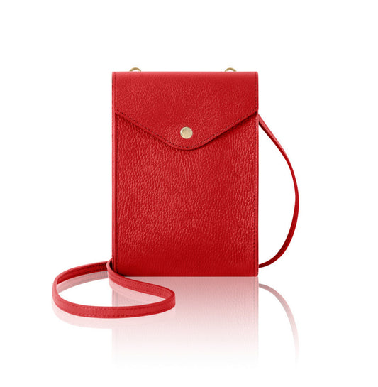 Leather Phone & Passport Bag | Red