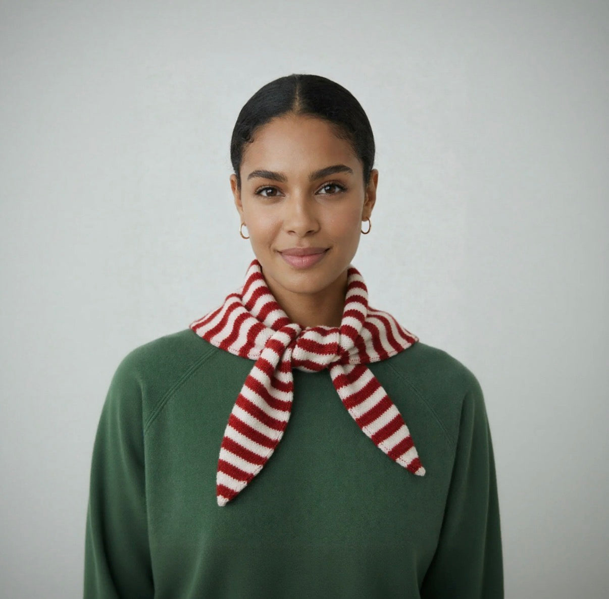 Striped Triangular Neck Scarf | Black