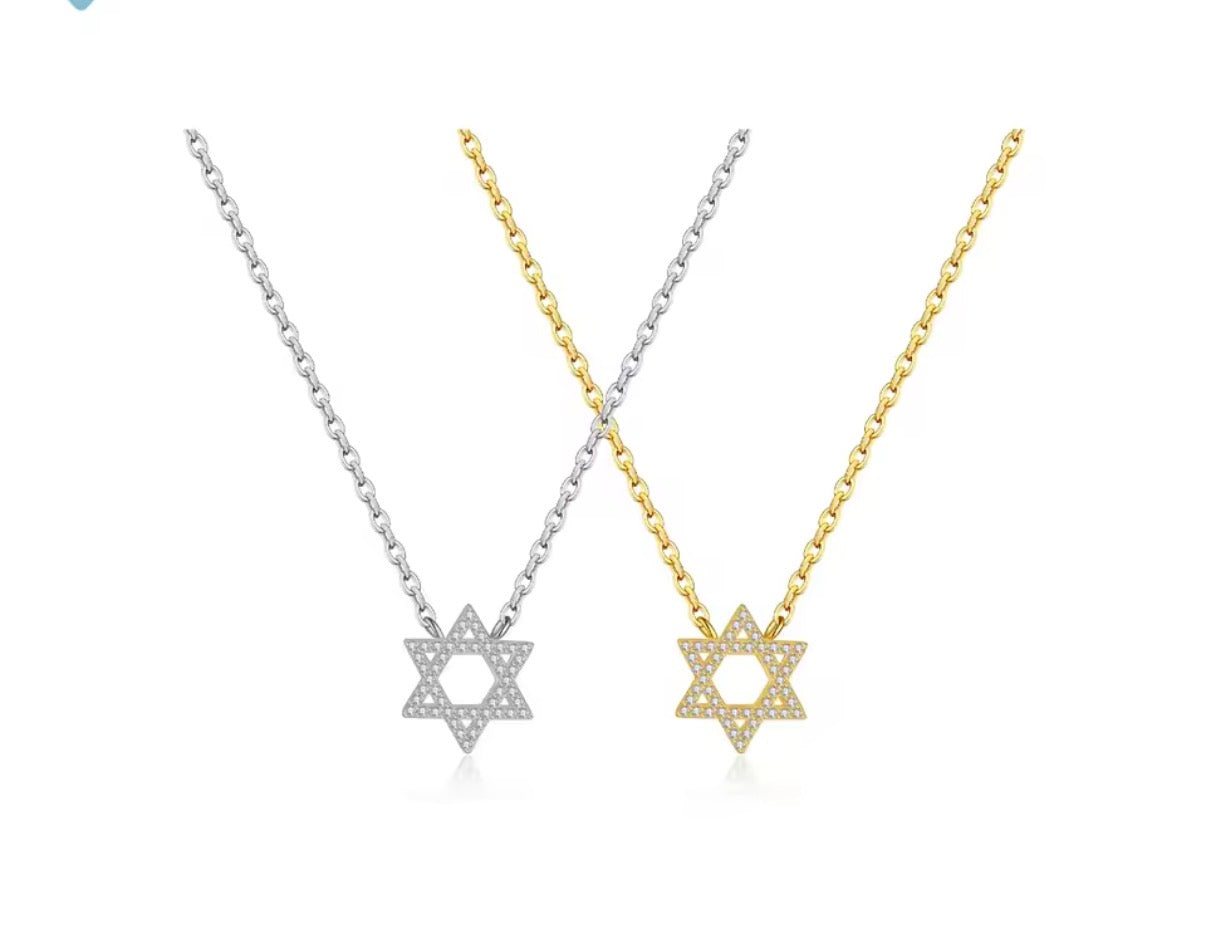 Pave Star of David Necklace | Gold or Silver