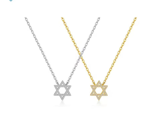 Pave Star of David Necklace | Gold or Silver